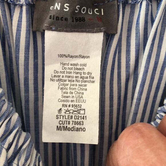 Sans Souci Stripe Off The Shoulder Maxi Dress Size M Blue/white Gently Used - Picture 5 of 5